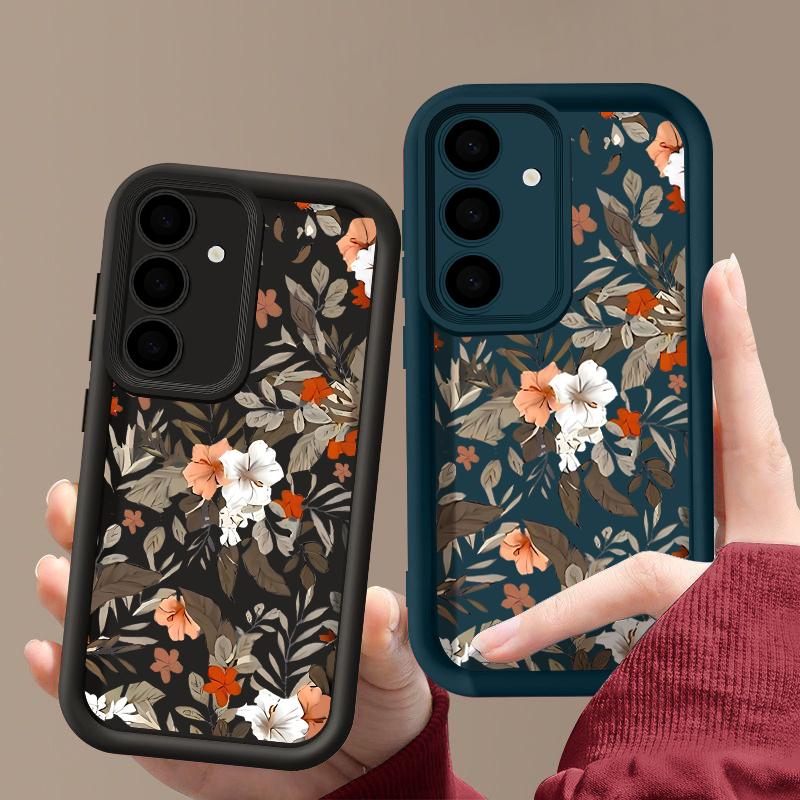 Matte, stoßfeste Handyhülle in Bonbonfarbe für Samsung S25 S24 S23 Ultra Plus S22 S21 S20 Fe A55 A54 A53 A35 A34 A25 A15 Blumenmuster TPU Soft Cover