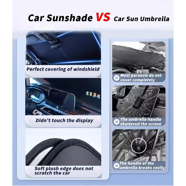 Custom-Fit for Volvo Windshield Sun Shade, Car Sunshade Cover UV Block Car Front Window with Foldable Sun Shade Cover Cool Protection Visor, Designed
