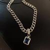 Persian Gulf Sapphire Blue Diamond & Rhinestone Zirconia Sweater Necklace - Niche Retro High-End Women's Jewelry