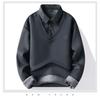 Men's Fleece-Lined Two-Piece Look Warm Sweater with Shirt Collar