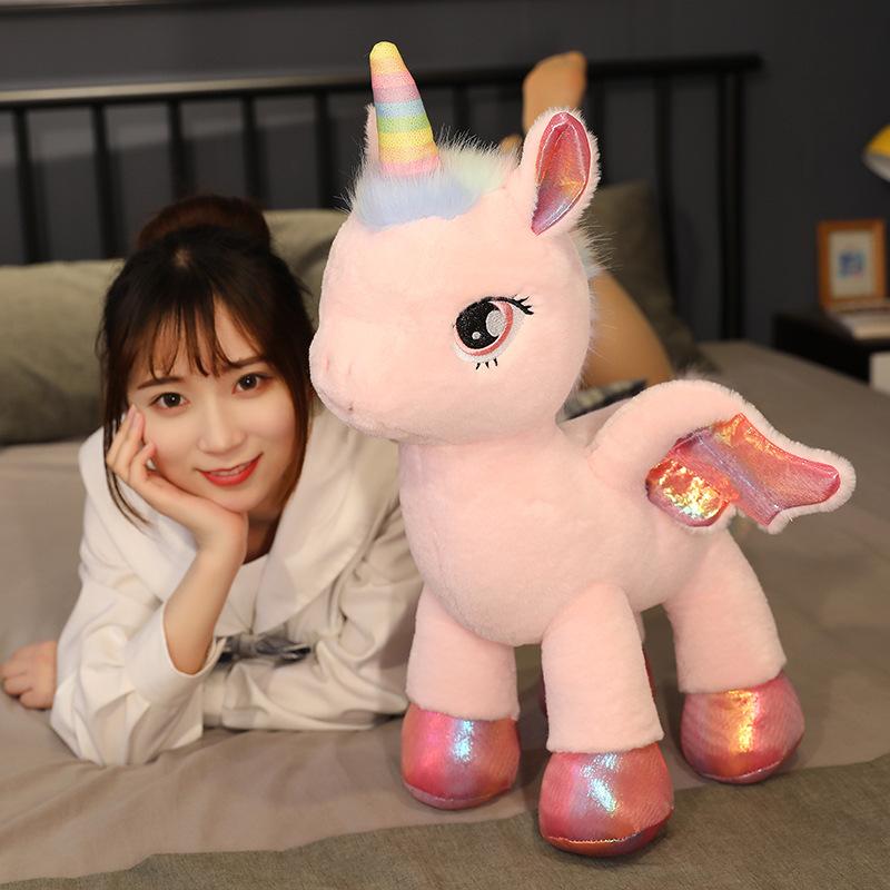 Cute Rainbow Unicorn Doll Plush Toy Doll Girl Bed Sleeping Throw Pillow Rag Doll Birthday Gift