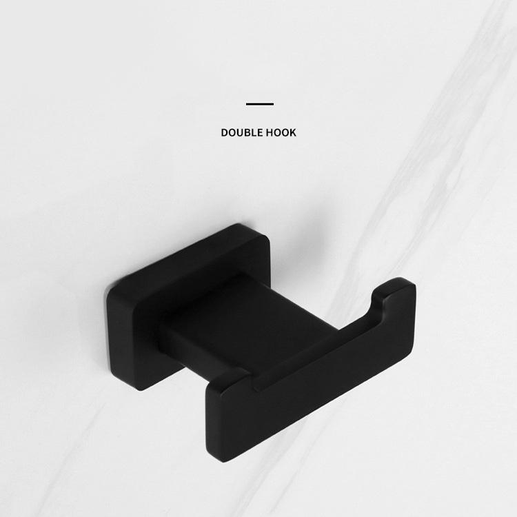 Wall Mounted Stainless Steel Dual Hook with Plant Pattern Eco-Friendly Black Towel and Clothes Hook Flexible Design