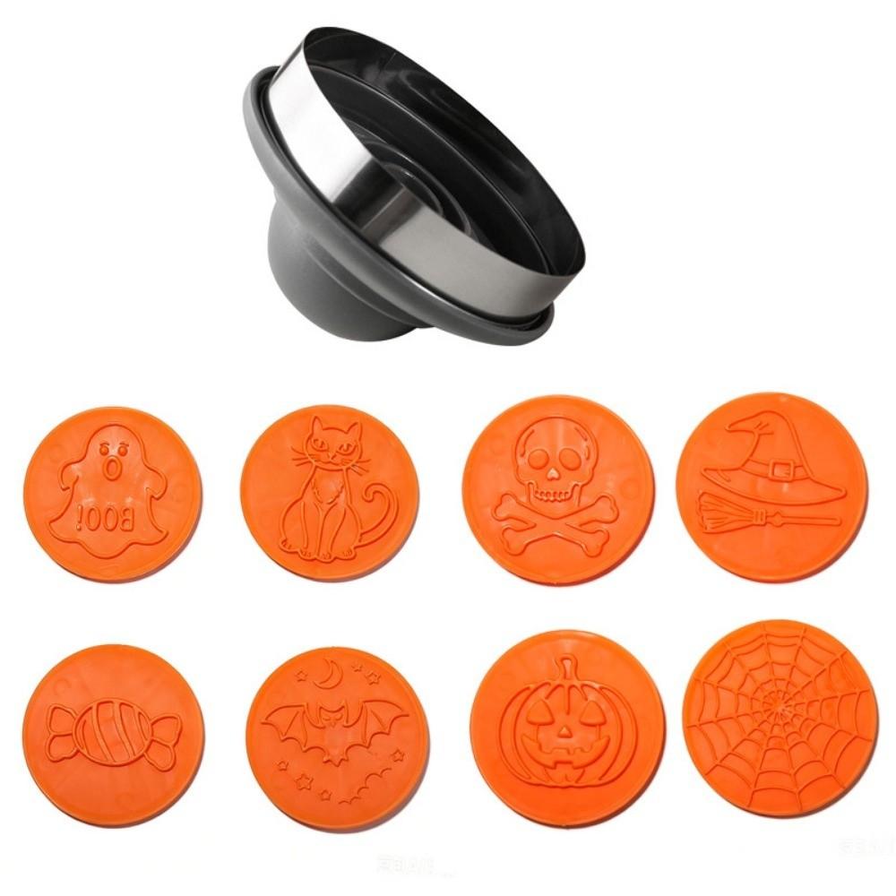 3D Embossing Halloween Cookie Cutters Set Creative Pumpkin Emboss Stamps Cookie Decorating