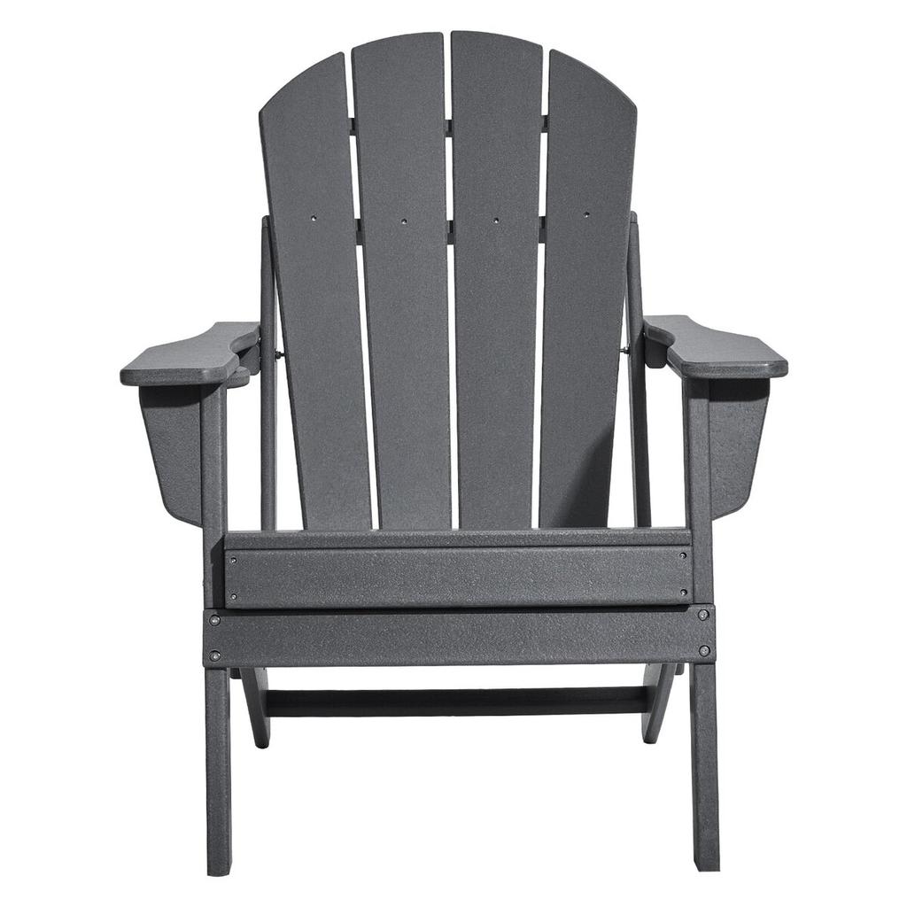 Adirondack Chair Plastic Set of 2 All-Weather Folding Fire Pit Gray