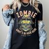 Vintage Zombie Graphic pc Womens Casual Polyester Round Neck TShirt Regular Length SpringSummer Collection