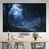 2D Magical Night Forest with Glowing Full Moon Photo Booth Background