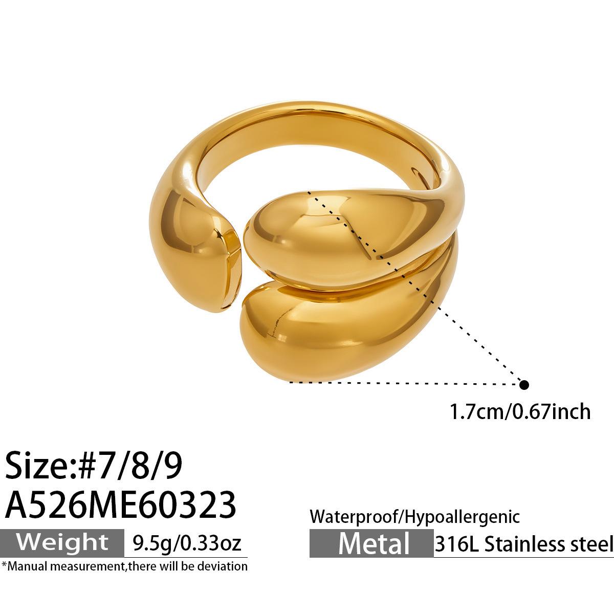 18K Gold Plated Geometric Stainless Steel Open Finger Ring Set