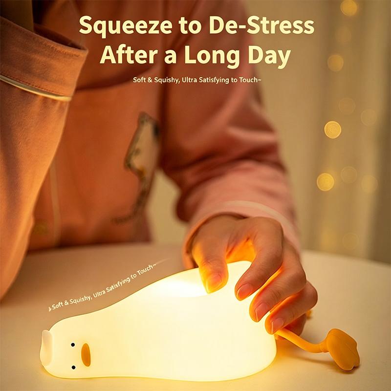 Night Light LED Duck Night Light Lying Flat Design Dimmable Eye Caring Bedside Lamp Bedroom Ornament Sleep Companion Light