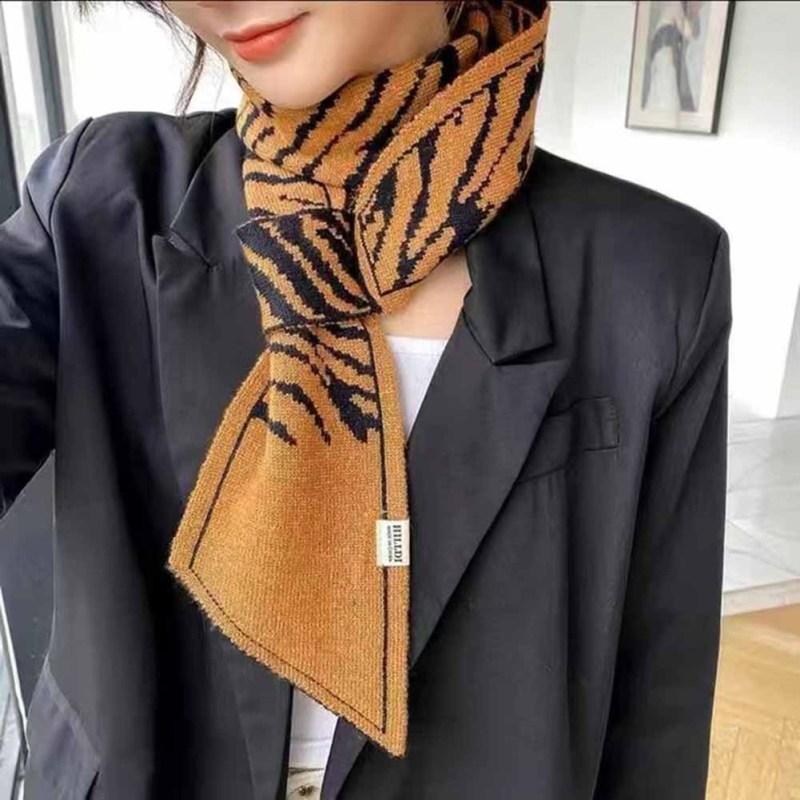 Damski zimowy szalik z dzianiny, modny, prosty, szachownica w pepitkę, pogrubiony, ciepły szalik