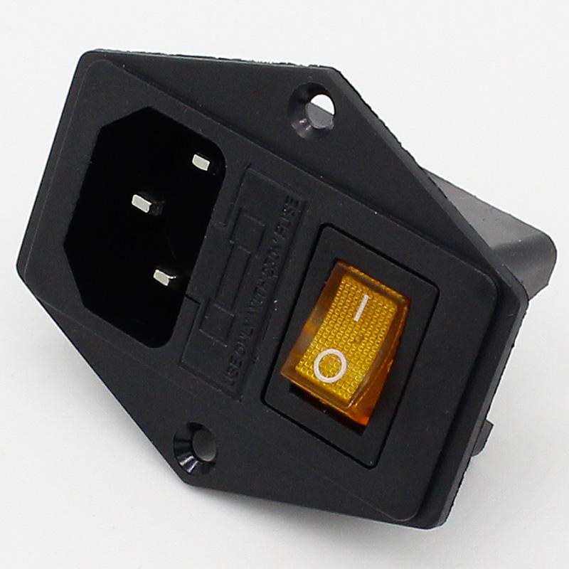 5pcs  brass part  with 10A fuse  power socket with Rocker Switch ac socket 3 Terminal Power Socket with Fuse Holder Connector
