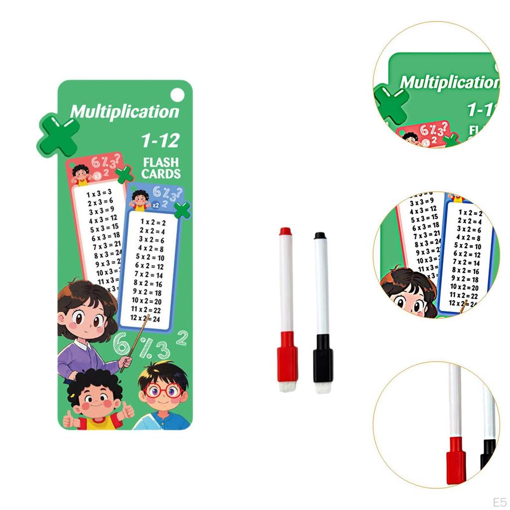 Kids Mathematics Flashcard with Binder Ring Reusable Tear Resistance 15 Card