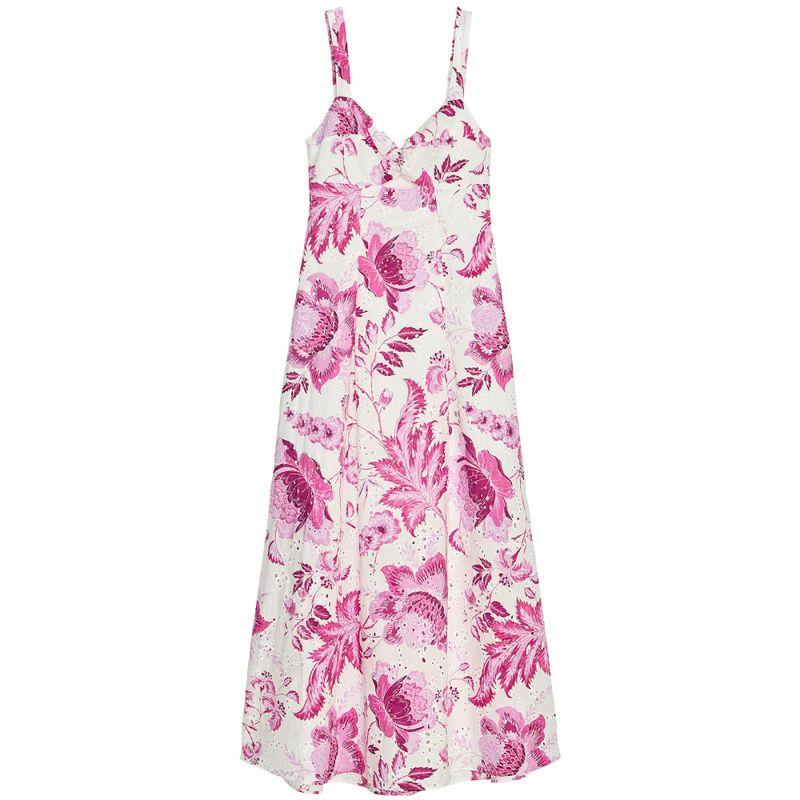 Zaprha 2025 New Hollow Embroidery Print V-neck Sling Dress Long Waist Hugging Slimming 2157053