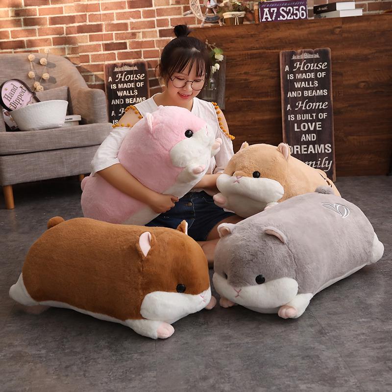 50-120cm New Doll Hamster Plush Toy Soft Stuffed Animals Pillow Girls Birthday Gifts Winter Hand Warm