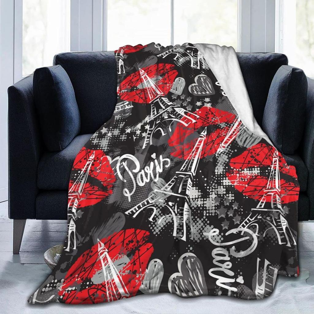 Paris Eiffel Tower Throw Blanket Ultra Soft Warm All Season Decorative Flannel Blankets for Bed Chair Car Sofa Couch Bedroom