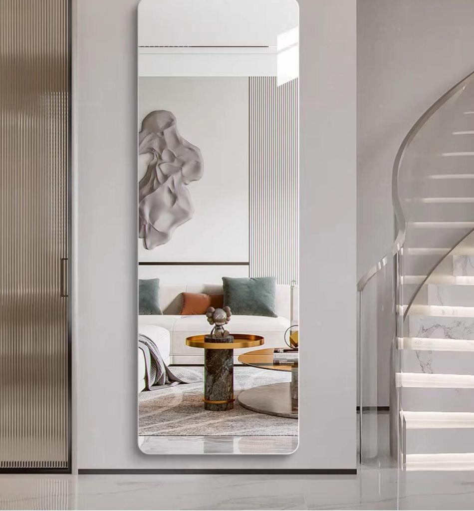 Self-Adhesive HD Full-Length Glass Mirror, Wall-Mounted, Explosion-Proof, Simple Style Dressing Mirror.