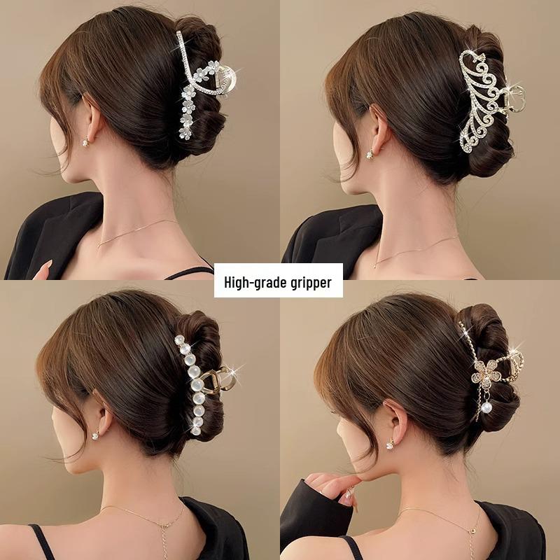 Luksusowy Metalowy Klips do Włosów dla Kobiet - Bardzo Duży Klips Rekinowy do Eleganckich Upięć