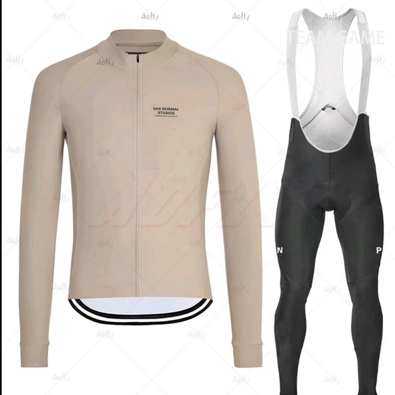 Mens Thermal Fleece Cycling Jersey Bib Tights Set Winter Long Sleeve Bike Riding Outfit