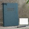 Flat Lay Writing Notebook 2027 Daily Monthly Planner Agenda Vintage Sheepskin Texture Cover Thick Paper Book for Business Office And Personal