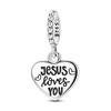 Original 925 Sterling Silver Charm Bead Heart Shape Jesus Pendant Fit Original Bracelet Necklace For Women DIY Jewelry Gift