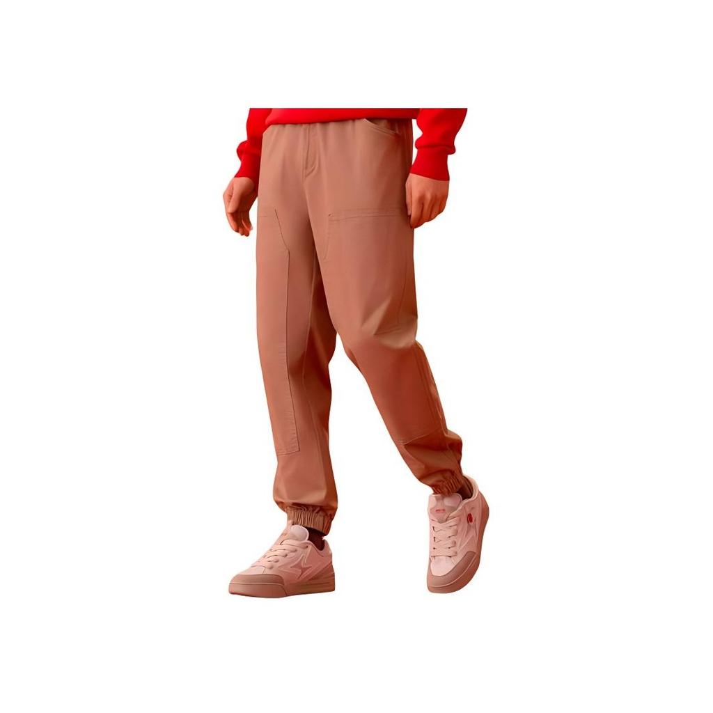 Anta Lifestyle Series Solid Color Loose Fit Cuffed Knit Sports Pants Men bottoms Hazelnut-Brown 152418514-1