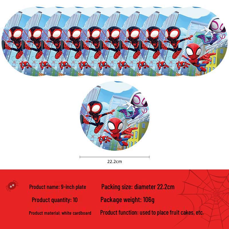 Hot-Selling Spider-Man & Friends Disposable Plate Set with Balloon Decorations for Parties