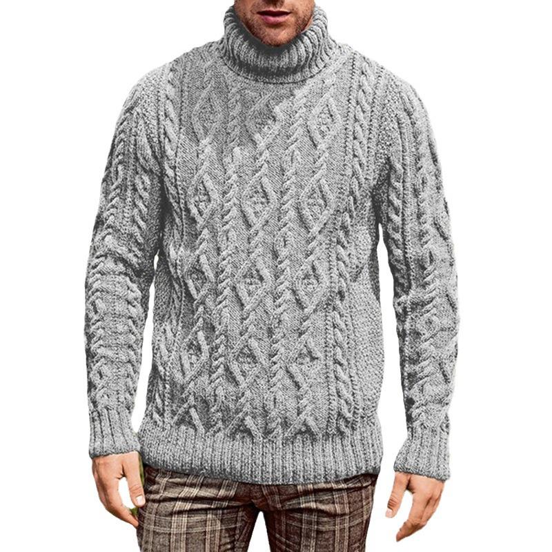 Men's European & American High Neck Knitted Sweater, 2025 Fashion Plus Size Knitwear