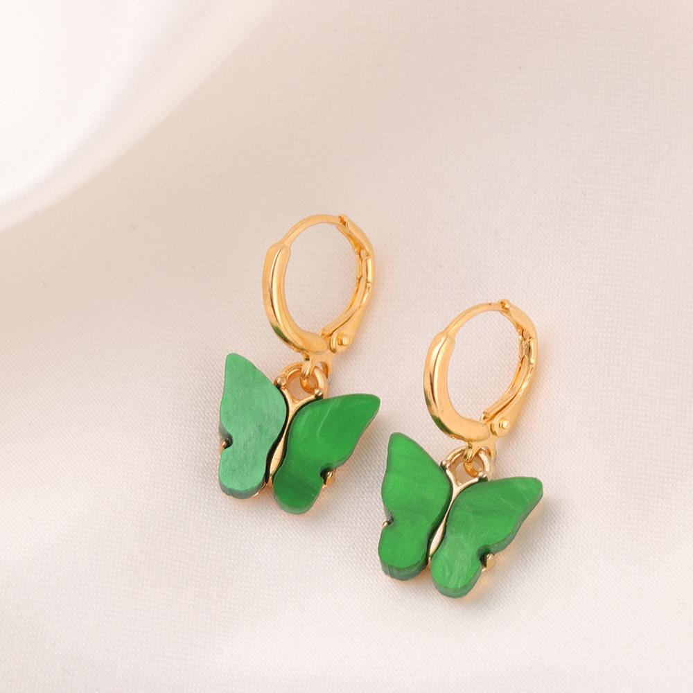 A Pair 2.5×1.3cm Alloy Ear Clip Earrings Acrylic Butterfly Shape Fashion Ear Hooks Diy Women Gift Jewelry Accessories