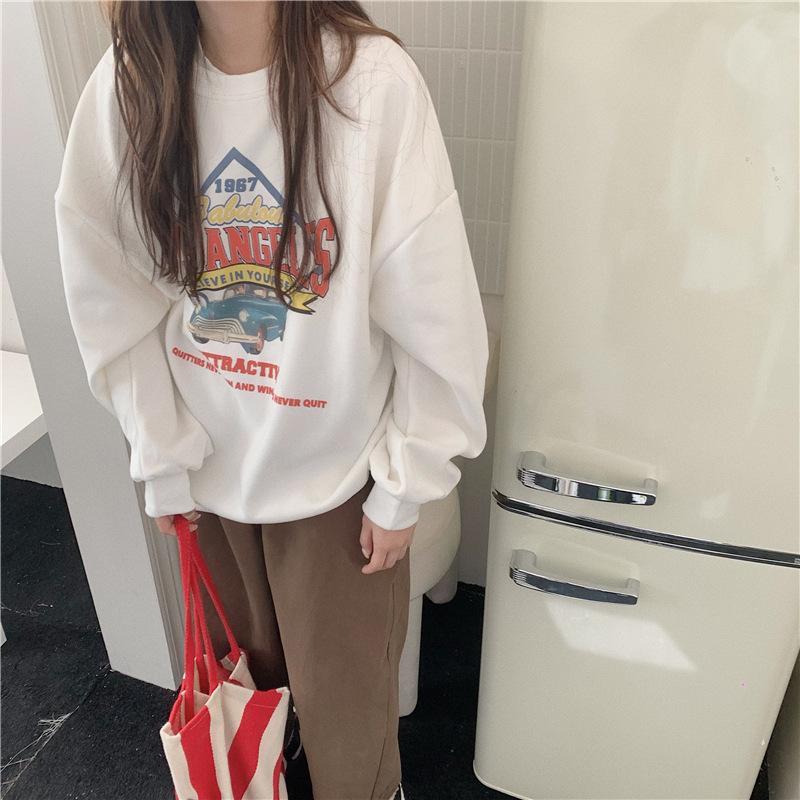 Sleeve O Neck Long Women Loose Pullovers Female Tops Solid Color Sweatshirts