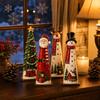 4-Piece Christmas Wooden Decorations Set for Holiday Tabletop and Home Display