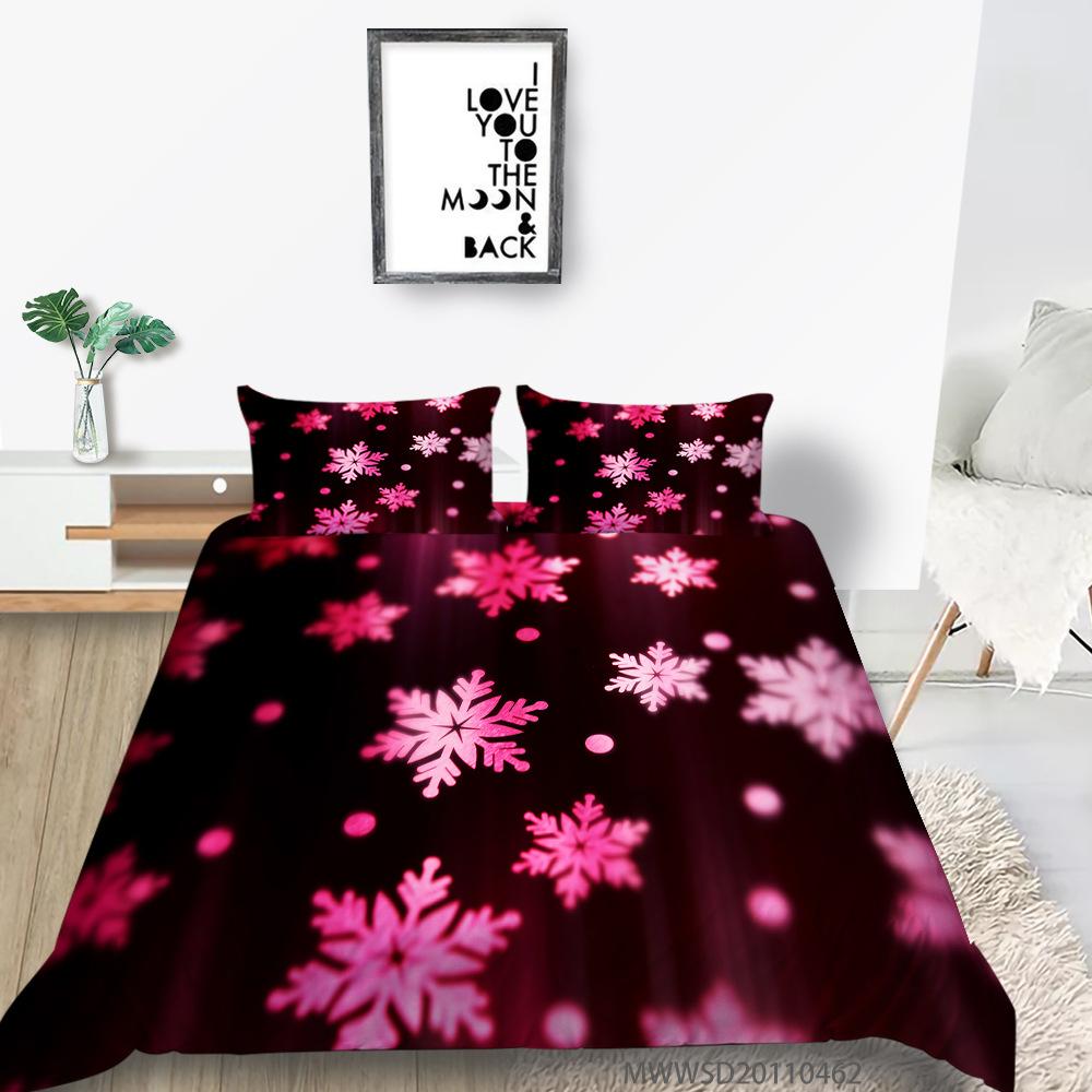3D Digital Printing Quilt Cover Pillowcase Two Or Three Piece Set Christmas Gift Polyester