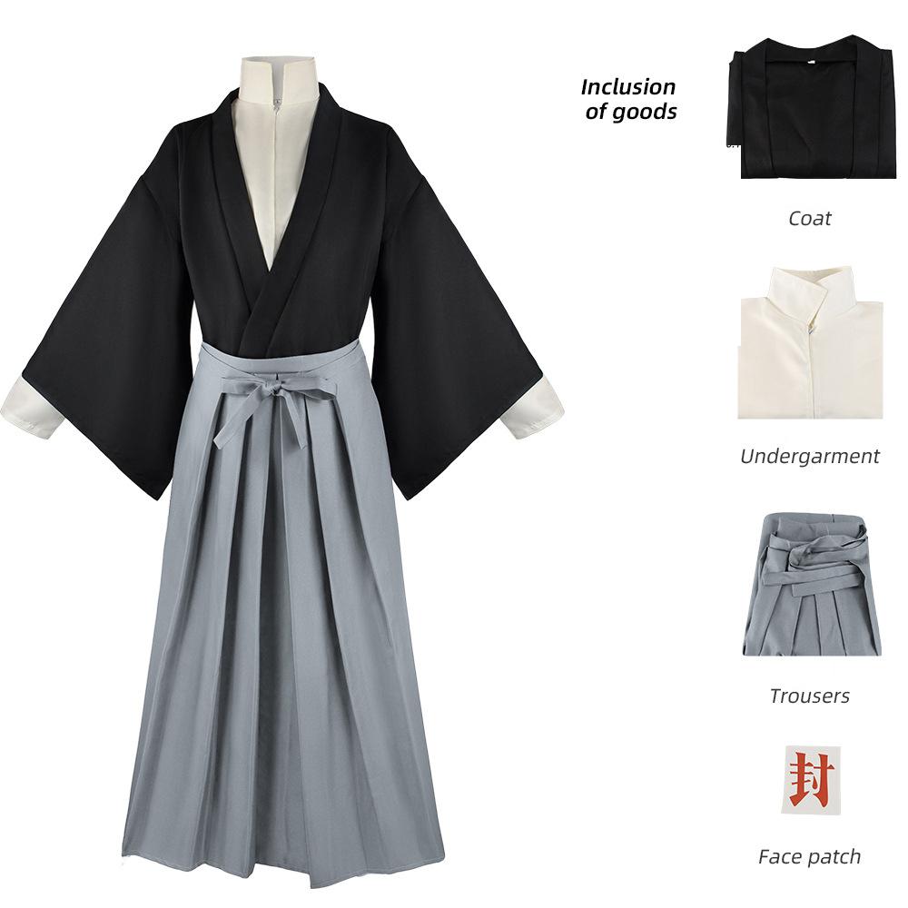 Anime Kostüm Toilet-bound Hanako-kun Yugi Tsukasa Kimono Grau Lila Uniform Cosplay Outfit Kimono Hut Verkleidung Halloween Party Unisex