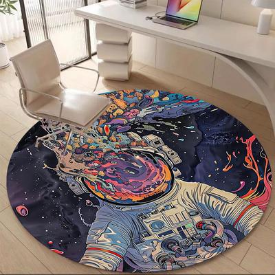 1PC Astronaut Galaxy Office Round Area Rug, Indoor Mat Suitable ForOffice, Under Office Chairs Bedroom Living Room Home Decor, Room Deco, F012