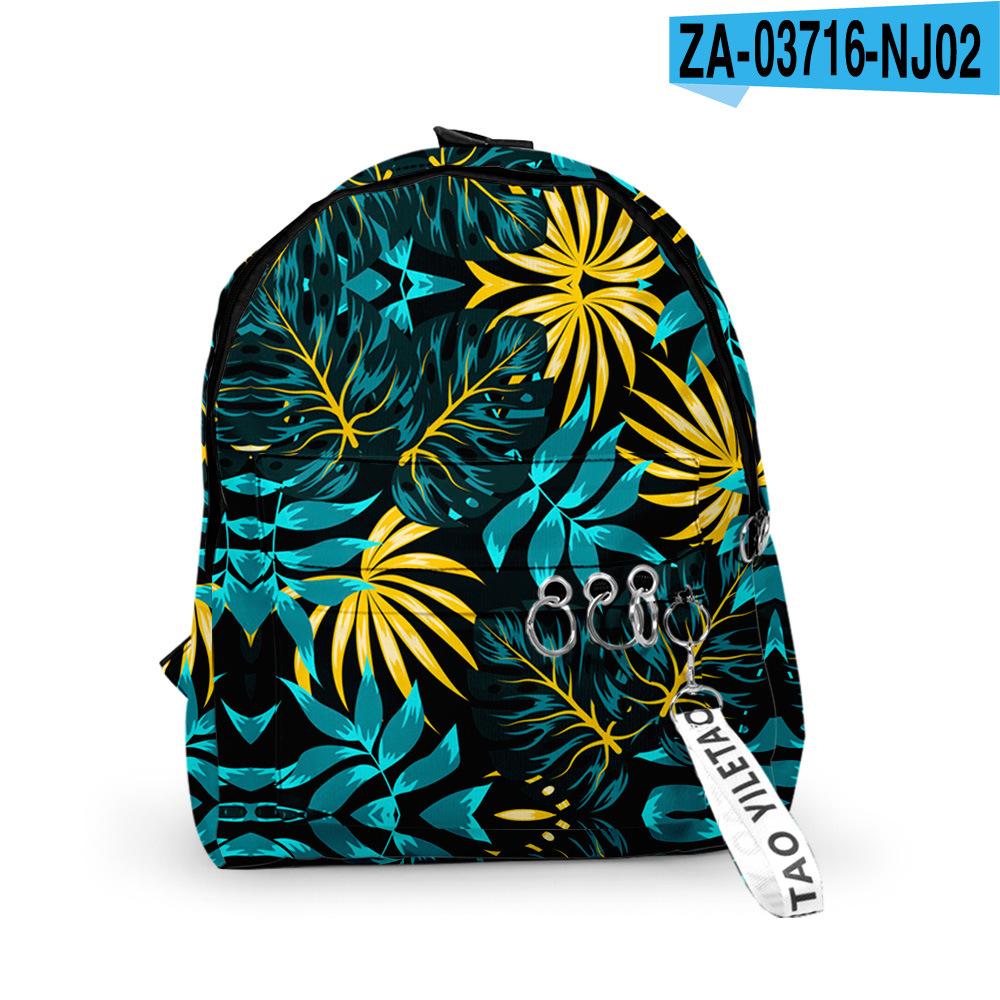 Classic Popular Leaf pattern Backpacks Boys/Girls pupil School Bags 3D Print Keychains Oxford Waterproof Cute Small Backpacks