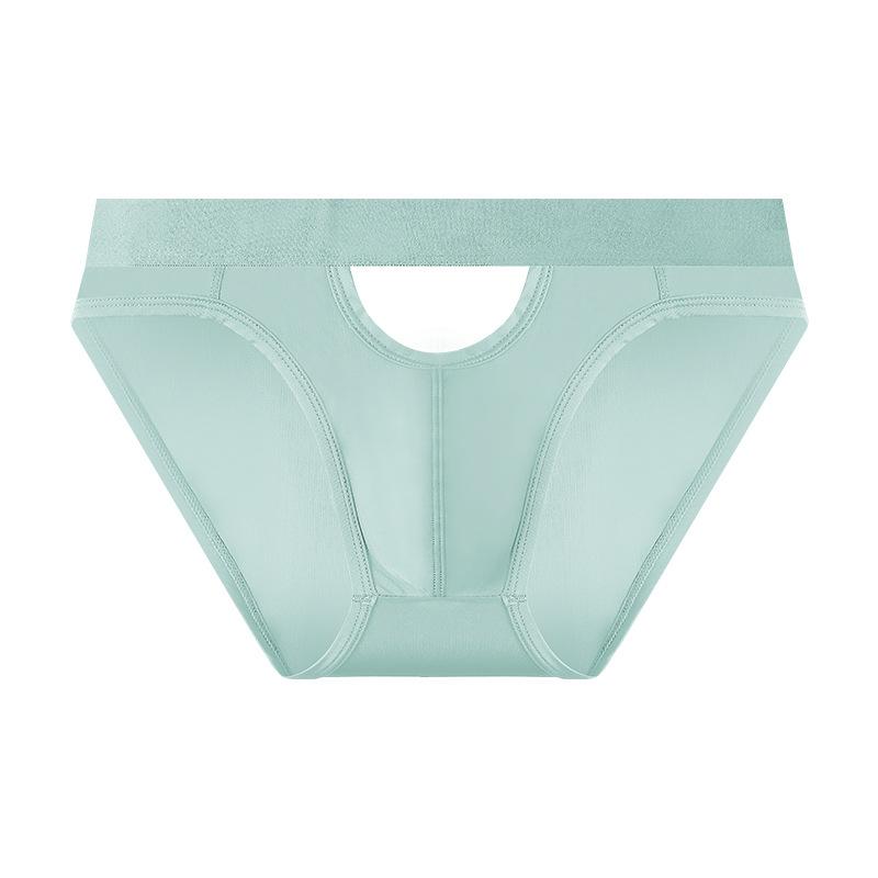 Men's Summer Sexy Hollow Ice Silk Cool Feeling Fast Dry Breathable Sports Low Waist Triangle Briefs