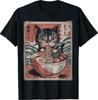 Cute Kawaii Cat Ramen Bowl Japanese Art Design T-Shirt