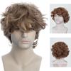 Synthetic Dark Root Ombre Brown Blonde Short Curly Man Wig with Bangs Natural Hairstyle Wig for Men Daily Cosplay Party