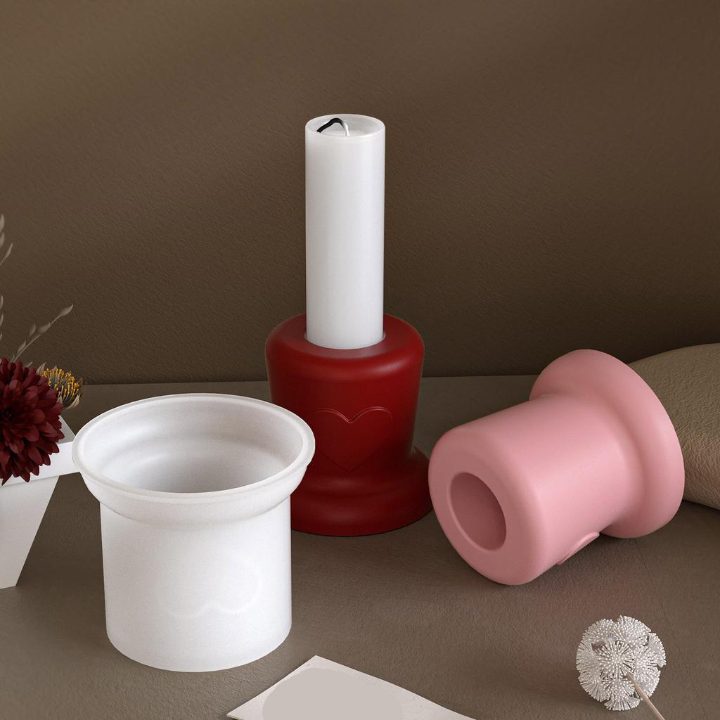 Unique Candle Holder Molds Crafting Molds Round Shape Candle Base Moulds Silicone Texture for Crafting Candlesticks