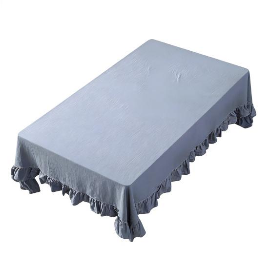 Solid Color Ruffled Tablecloth Rectangular Square Table Cover Dining Tablecloth for Farmhouse Kitchen Dining Room Patio Decoration