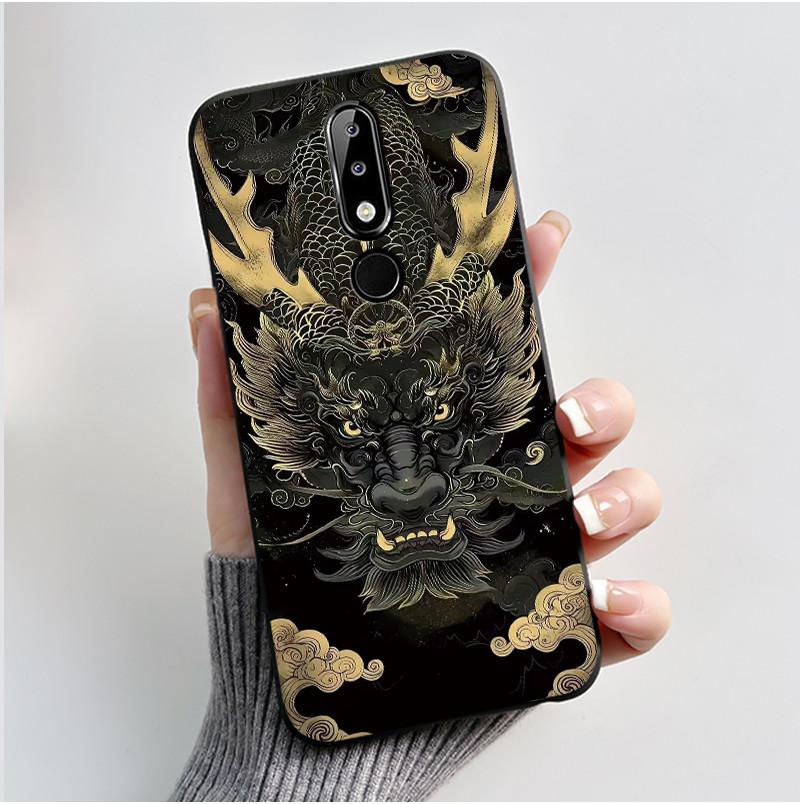 Casing For Nokia 5.1 Plus 6.1 Plus X5 X6 Luxury Dragon Cute Cool Boys Girls Soft silicon Phone Case Back Cover Black Matte Shell