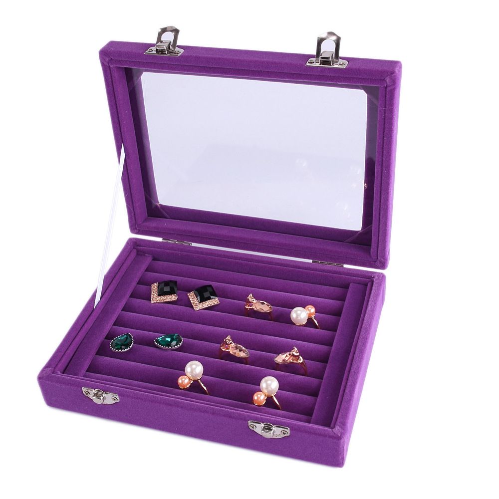 Rectangle Velvet Jewelry Packaging Storage Korean Gift Box Rings Displays Case Jewelry Show Box