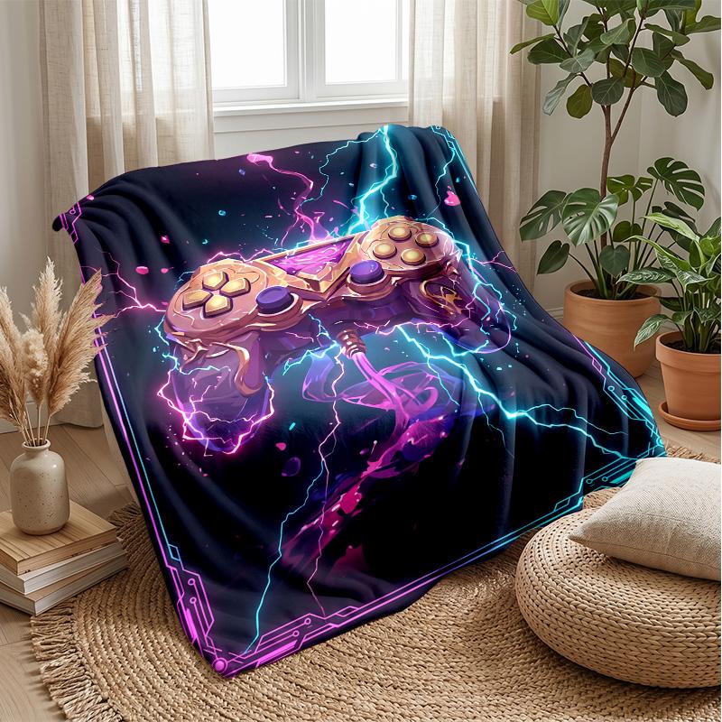 Neon Electric Game Controller Theme blanket Lightweight Warm Flannel Blanket Decorative Throw Blanket for Home Decoration