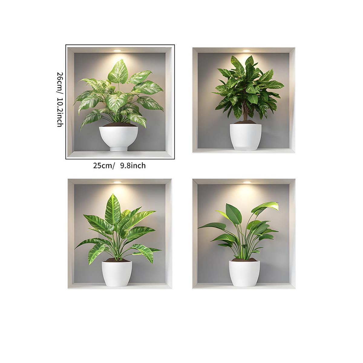 

3D Наклейка на стену в горшке с растением - Фон для дивана в гостиной, Самоклеящиеся ПВХ обои 30x30 cm