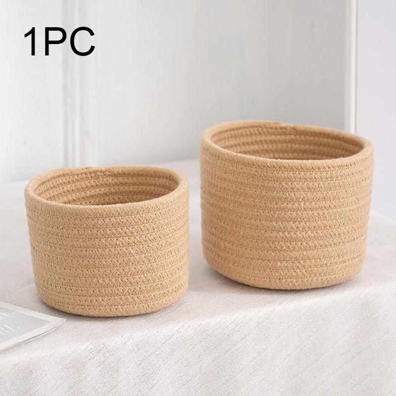Handmade Woven Cotton Rope Storage Basket Cosmetics Jewelry Desktop Storaging Keys Snacks Box Sundries Organizer