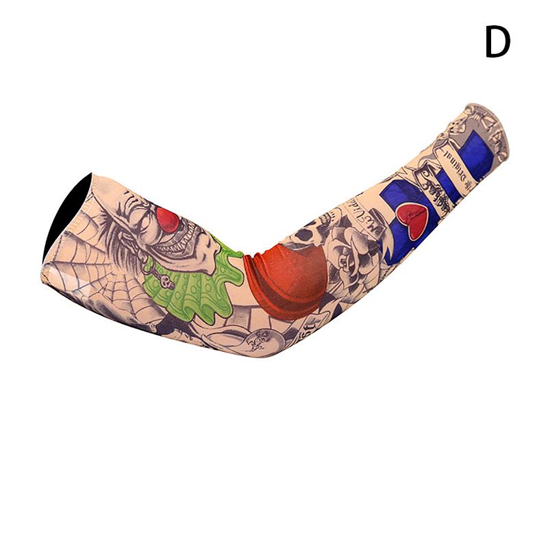 Long Fake Summer Tattoo Sleeves Sun Protection Cover Outdoor Gloves Driving Ice Silk Arm Sleeves