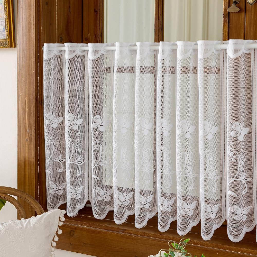 Floral Embroidery Short Window Curtain Through-shaft Type Partition Short Valance Coffee Shop