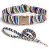Floral Print Dog Collar and Leash Set Adjustable Soft Nylon Pet Collar with Metal Buckle Dog Lead for Daily Walking Training