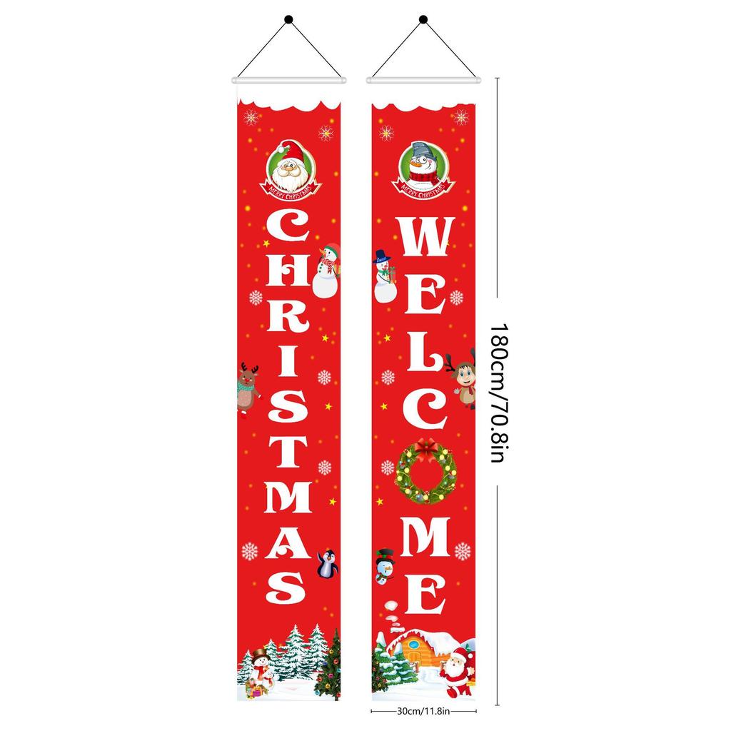 Weihnachts-Außendekorationen 1 Paar Weihnachtsbanner Nussknacker Soldat Banner Santa Schneemann Frohe Weihnachten Tür Veranda Dekor 2024