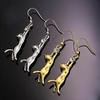 Trendy Women Cat Earrings with Round CZ Cute Pet Dangle Earrings Love Gift Creative Animal Accessories Statement Jewelry