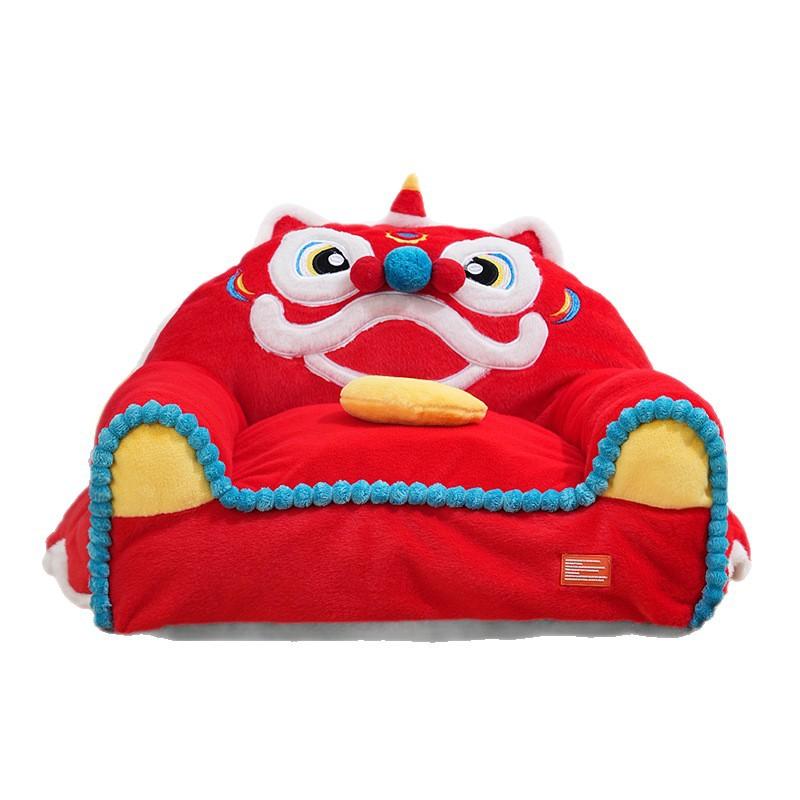 Red Lion Dance Warm Comfortable Pet Bed For Cats And Dogs