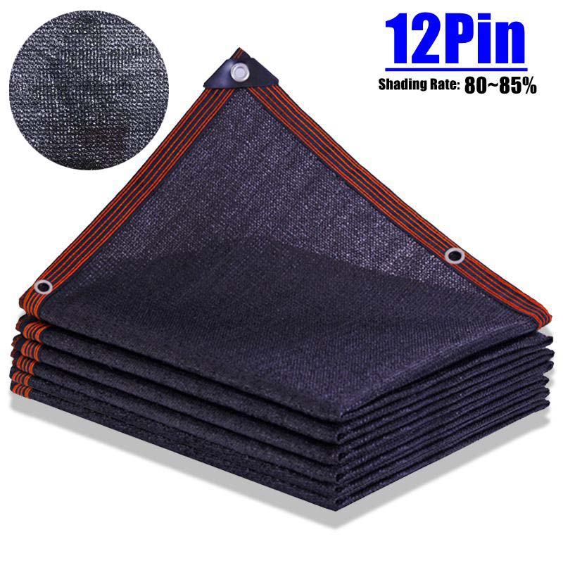 3~12Pin Black Shade Cloth Sunblock Mesh Edge With Grommets, Sun Net For Pergola, Plants Greenhouse, Gardens, Patio, Canopy